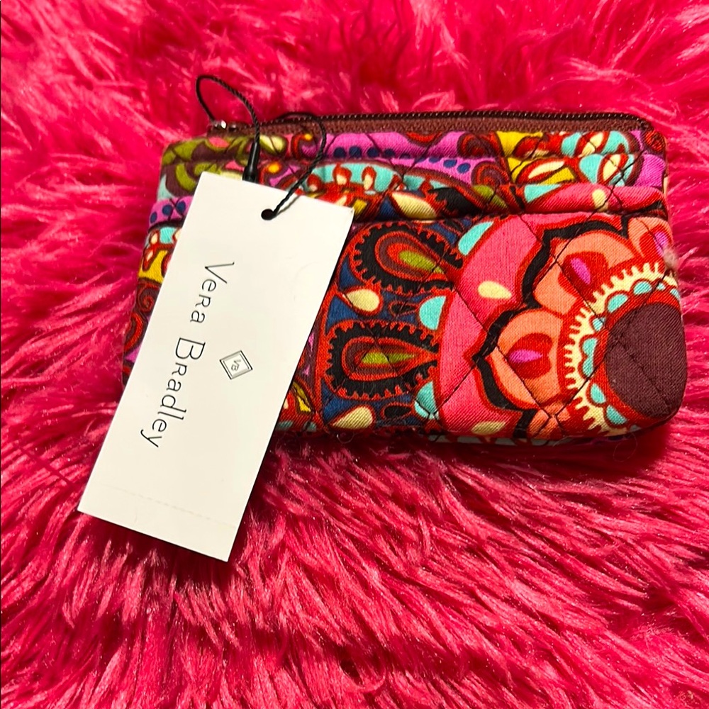Vera Bradley Floral Pink and Brown Coin Case